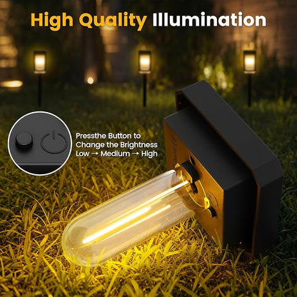Solar Pathway Lights, 8 Pack Solar Powered Garden Lights Waterproof IP65, 3 Brightness Modes 10-40 LM Outdoor Light for Lawn Patio Walkway Driveway Decor Landscape Lighting (Warm White)