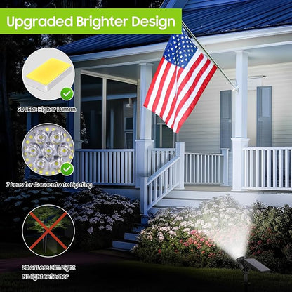 Bosceos Solar Spot Lights Outdoor - Adjustable Solar Flood Lights with 30 LEDs, 3 Modes, 800 Lumens，IP65 Waterproof, Solar Light for Landscape, Yard, Garden, Driveway, Tree(Daylight White, 6-Pack)