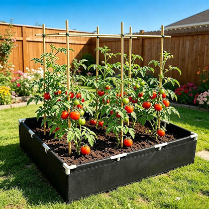 Breathable Felt Raised Garden Bed with PVC Frame, Heavy-Duty Square Planter Box for Vegetables, Herbs & Flowers, 3 Sizes– No Tools Assembly for Patio, Backyard Gardening（4.6*4.6*1FT 1PCS）