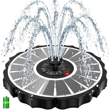 Yzert Solar Fountain with 2000mAh Battery & Innovative Indicator Works in Cloudy Day, 3.5W 2026 Glass Solar Water Fountain Pump Flower Shape with 7 Nozzles for Bird Baths, Ponds, Outdoors (White)