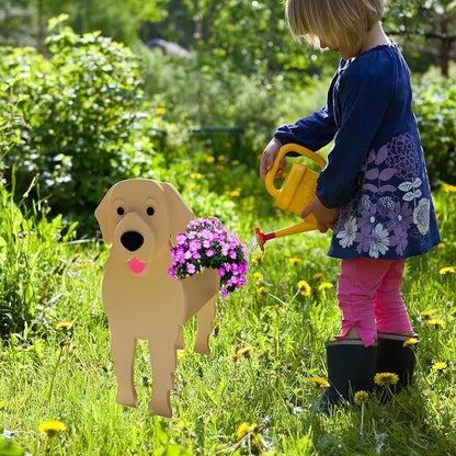 Golden Retriever Dog Planter Pots, 9.45 x 7.17 x 13.82 Inches | Dog Flower Pot, Cute Animal Shaped Plant Pot, Gifts for Women & Pet Lovers, Indoor Outdoor Garden Home Office Decor