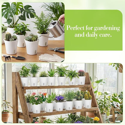 Ziliny 100 Pcs Self Watering Pots Self Watering Planters for Indoor Planters Plastic Garden Flower Pots with Level Indicator Vents for Herbs (3 Inch)