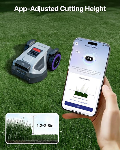 ANTHBOT M5 Robot Lawn Mower 1/8 Acre, Dual Vision+Full-Band NRTK Robotic Lawnmower, No Perimeter Wire, App Control Obstacle Avoidance, 45% Slope, Cutting Height, Multi-Zone Mapping