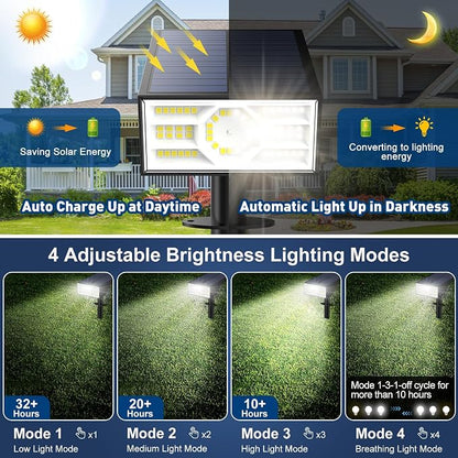 Solar Spot Lights Outdoor,6 Pack/56 LED Outdoor Lights for Yard Waterproof IP68, 4 Lighting Modes Solar Landscape Spotlights, Auto On/Off Solar Powered Flood Lights Garden Pathway,Cool White