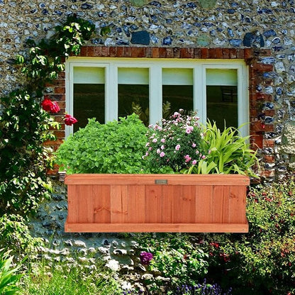 Giantex Raised Garden Bed Set of 2, Wooden Planter Window Mounted Plant Box for Flower Vegetable Herbs, Indoor & Outdoor Wood Planting Box for Yard Garden Patio Balcony, 28"x10"x10"