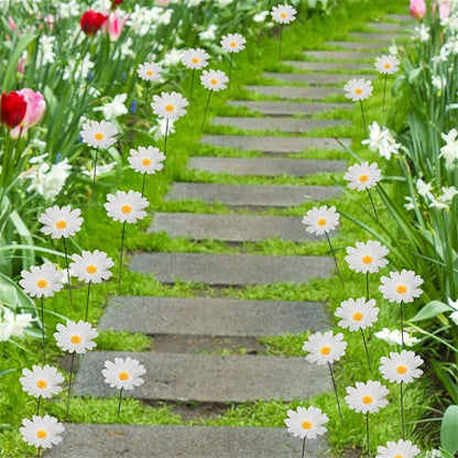 20pcs Daisy Flower Stakes 12Inch Garden Stakes Decoration Yard Lawn Ornaments Waterproof Flower Pot Indoor Outdoor Yard Stakes for Signs