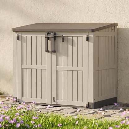 Horizontal Outdoor Storage Cabinet Box 36 Cu Ft with Lockable Doors, Outdoor Storage Shed Portable Waterproof for Backyard Garden