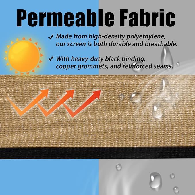 Sand 4FT X 50FT Outdoor Privacy Screen Fence & Mesh Shade Net Cover, Ideal for Garden and Backyard - Enhances Privacy for Fencing & Chain Link, Perfect for Patio Privacy Wall, Slats，Freestanding