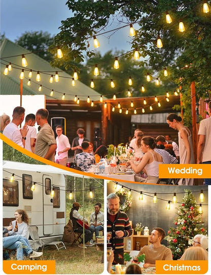 Larkvue 25FT Outdoor String Lights, Patio Lights with 10+1 LED Dimmable Waterproof Shatterproof ST38 Retro Edison 2700K Bulbs for Balcony Yard, Black
