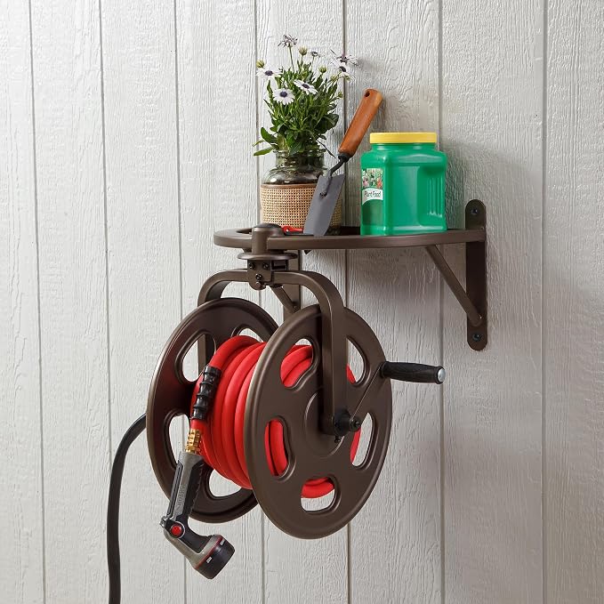 Liberty Garden Navigator Hose Reel, Bronze, with Flip Top