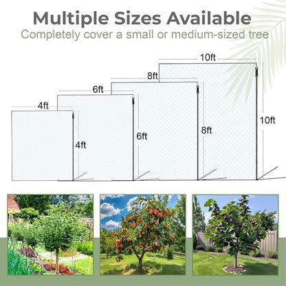 Fruit Tree Netting Cover with Zipper & Drawstring, 2 Packs 4ft x 4ft Insect Bird Barrier Netting for Garden Protection, Ultra Fine Mesh Garden Netting