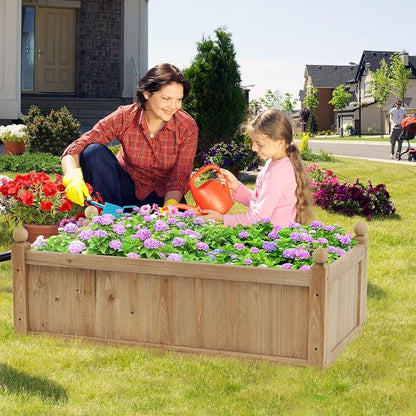 S AFSTAR Wooden Raised Garden Bed, 46" L x 24" W x 16" H Outdoor Rectangular Planter Box W/ 4 Corner Drainage, Raised Bed for Vegetable Fruit Flower Herb, Planter Container for Patio Garden Lawn Yard