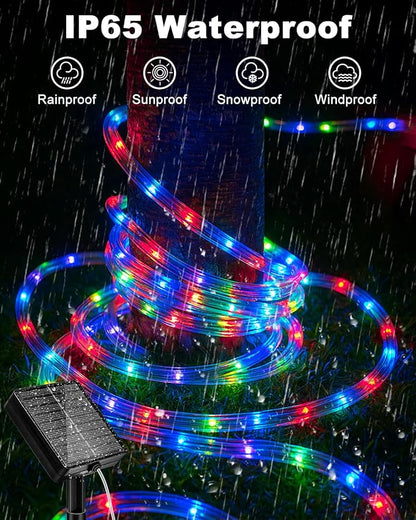 btfarm Solar Rope Lights, 120LED 46FT Solar Trampoline String Lights Outdoor Waterproof, 8 Lighting Modes Solar Powered Strip Light for Outside Garden Tree Christmas Yard Patio Decor, Multicolor