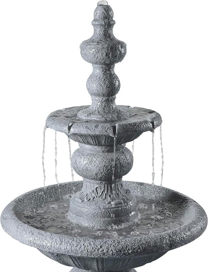 Teamson Home 52.56 in. Outdoor Two-Tier Water Fountain with Realistic ICY Stone Texture for Outdoor Living Spaces Creating a Calming Oasis for Gardens, Landscaping, Patios, Balconies, Lawns, Gray | Realistic ICY Stone Texture, For Gardens, Landscaping,...