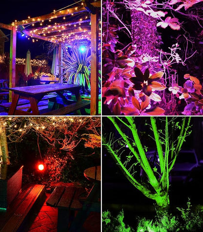 Solar Outdoor Lights, 9 Modes Color Changing 18 LED Halloween Solar Spot Lights Outdoor Waterproof Spotlight Landscape Light Solar Powered for Garden Yard Tree Flag Patio Christmas(2 Pack)