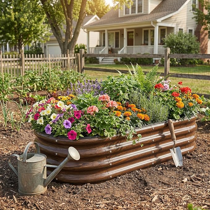 SnugNiture 3-Pack Galvanized Steel Raised Garden Bed Kit - 4x2x1 ft & 2x2x1 ft Metal Planter Boxes for Vegetables, Flowers, Herbs | Easy Assembly, Open Bottom Design