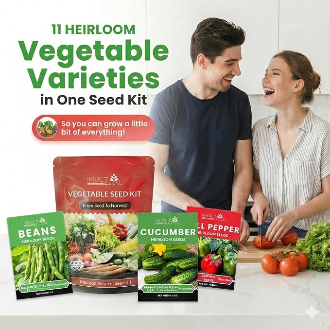 11 Heirloom Seeds for Planting Vegetables and Fruits, 4800 Survival Seed Vault and Doomsday Prepping Supplies, Gardening Seeds Variety Pack, Vegetable Seeds for Planting Home Garden Non GMO