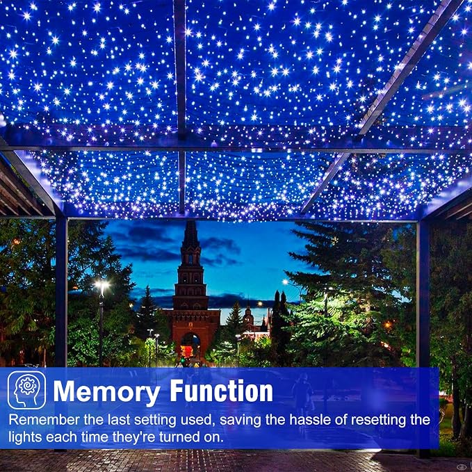 Blue Christmas Lights Outdoor, 100FT 300 LED Christmas Tree Lights Waterproof with 8 Modes, Plug in Connectable String Lights for Outside Indoor House Patio Yard Garden Holiday Decorations