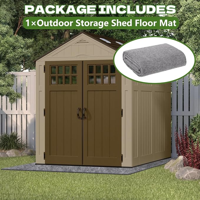 8.2 x 6.6 FT Outdoor Storage Shed Mat Waterproof Storage Shed Flooring Mat Thickened Soft Patio Furniture Pad Washable with Non Slip Backing Not Included, Gray