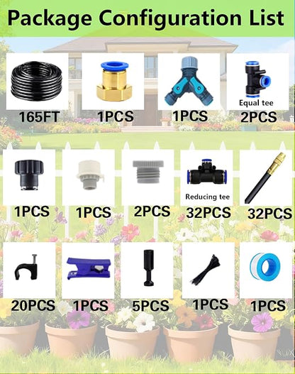 Drip Irrigation System,Automatic Garden Watering System,360° Adjustable Spray Sprinkler Kit, Easy Installation No Tools, Fine Mist Watering for Garden,Patio,Potted Plants,Courtyard Watering System
