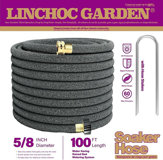 5/8 Inch 100FT Soaker Hose - High Flow Flexible Design for Expansive Landscapes | Durable & Eco-Sustainable Water Efficiency
