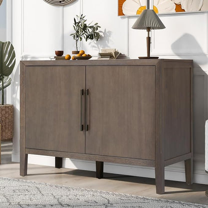 Merax Modern Rustic Wood Buffet Sideboard with Storage Shelf | 2 Doors Coffee Bar Cabinet TV Stand for Bedroom Living Room Dinning Room Kitchen Brown