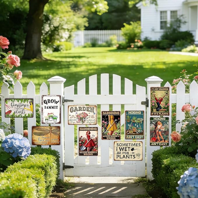 Funny Garden Sign Outdoor Greenhouse Decor Vintage Garden Metal Tin Signs Gardening Gifts For Women Mushroom Wall Art Gardening Because Murder Is Wrong Sign Yard Decor Plant Signs 12x8 Inch