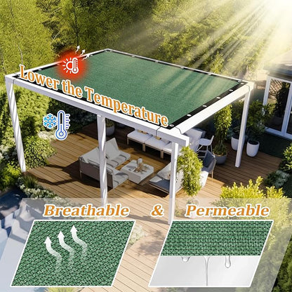 Shade&Beyond Customized Size 90% Sun Shade Cloth with Grommets, 8' X 8' Pergola Shade Cover Canopy, Mesh Tarp Sun Screens for Patio, Outdoor, Garden, Backyard GN01, Green