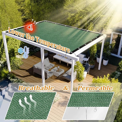 Shade&Beyond Customized Size 90% Sun Shade Cloth with Grommets, 4' X 24' Pergola Shade Cover Canopy, Mesh Tarp Sun Screens for Patio, Outdoor, Garden, Backyard GN01, Green