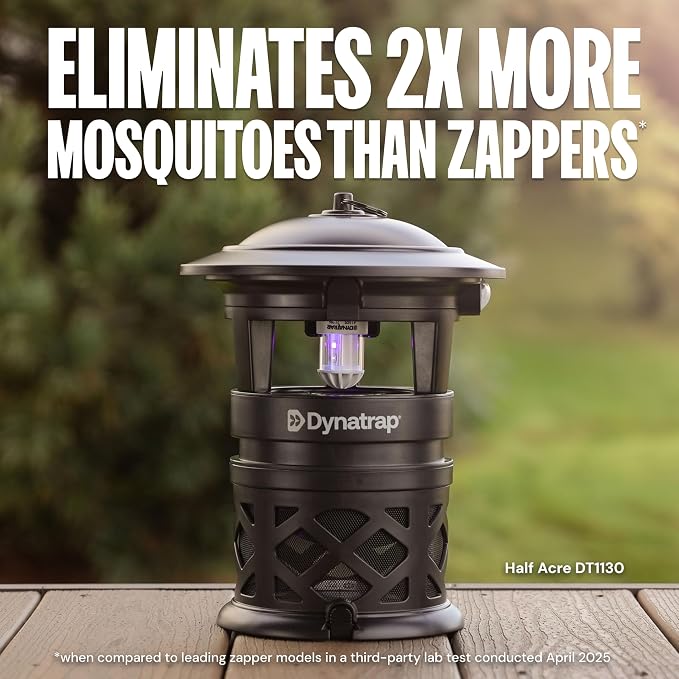 Dynatrap DT1130SR 1/2 Acre Mosquito & Flying Insect Outdoor Trap and Killer – Kills Mosquitoes, Flies, Wasps, Gnats, & Other Flying Insects - Bug Zapper Alternative – Black