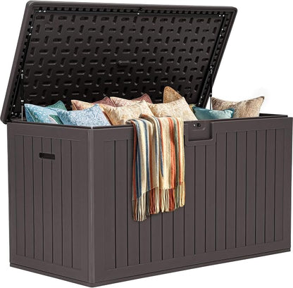 YITAHOME 220 Gallon Double-Wall Deck Box with Divider & Side Handles | Outdoor Large Storage for Patio Furniture Cushions, Garden Pool Accessories, Water Resistant & Lockable