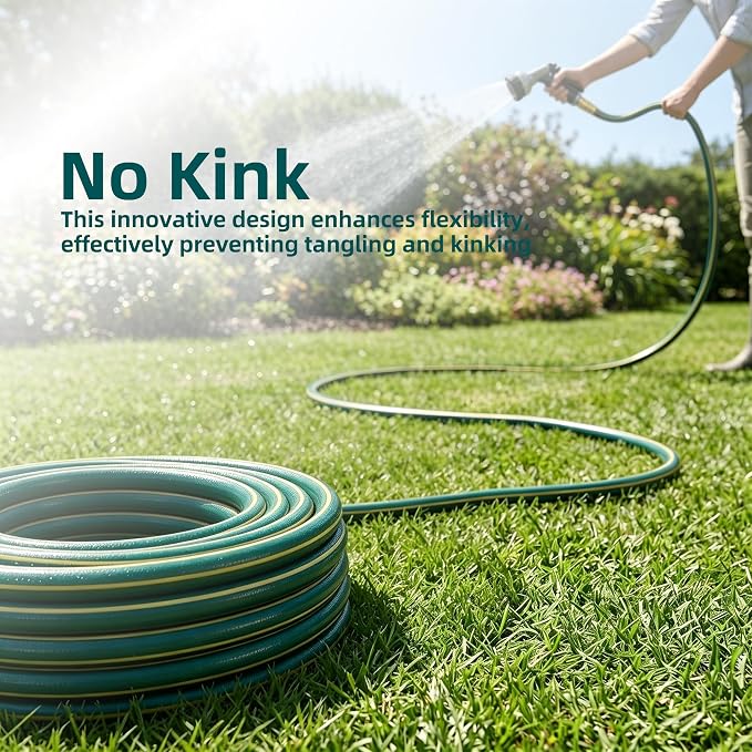 Solution4Patio Short Leader Green Garden Hose 5/8 in. x 6 ft. -Kink Free, No Leaking, Male/Female Fittings -Heavy Duty Durable Flexible Lightweight Water Pipe -Brass Aluminum Ends for Household & Yard