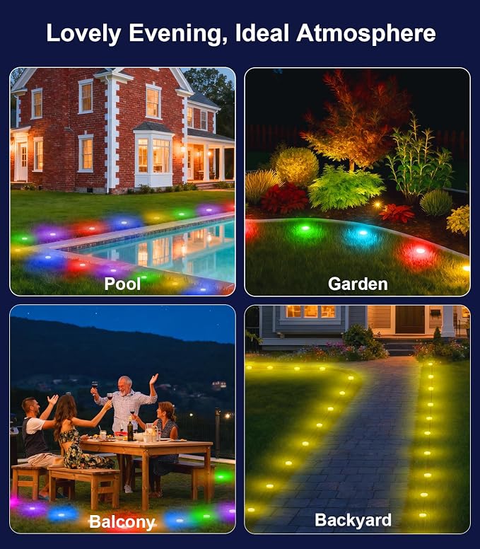 50Ft Permanent Outdoor Ground Lights Smart Color Changing, Pathway Christmas Lights Waterproof, Walkway Lighting for Outside Garden Back Yard Driveway Patio Sidewalk Landscape Path Decorations