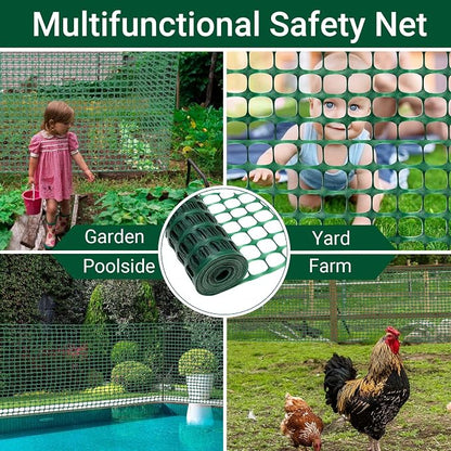DOEWORKS Safety Fence, 4 x 100 FT Green Plastic Mesh Fence Roll Barrier Netting for Construction Fencing Animal Fencing Garden Fencing and Event Fencing