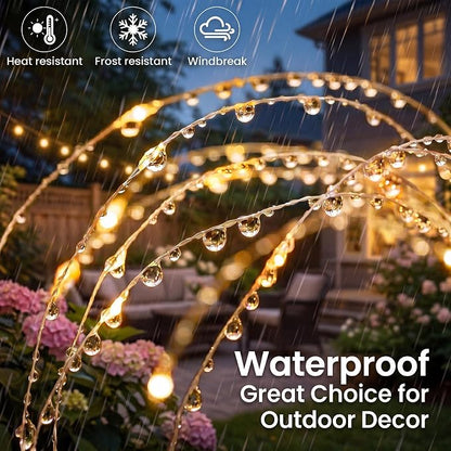 btfarm 3 Pack 120 LED Solar Garden Lights Outdoor, 8 Modes Firework Lights Solar Powered, Waterproof Twinkle Fairy Light Outside for Yard Patio Pathway Pool Christmas Party Decorative, Warm White