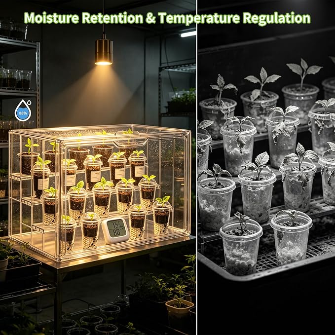 Mini Greenhouse Indoor with Magnetic Door, M-4tier-2door-1pcs | Dual-Door Design, Easy Access, Great Heat & Moisture Retention, Adjustable Ventilation, Grows Well in Varied Conditions