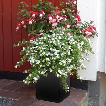 Galvanized Steel Planter Box Black Metal Planter 20Inch Large Square Indoor Outdoor Planters Cube Steel Heavy Duty Planter Powder Coating Modern Commercial Residential for Patio, Plants, Yard, Garden