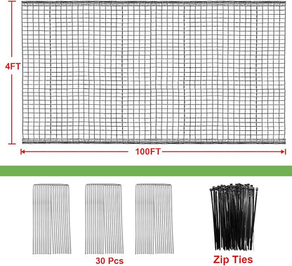 4 x 100ft Deer Fence Netting, Heavy Duty Deer Netting, 55GSM Deer Fence for Garden, Reinforced Edges Anti Bird Netting Mesh for Fruit Trees Vegetable, Raised Bed(55GSM, 4 x100ft)
