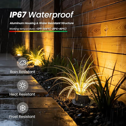 All-in-One Low Voltage Landscape Lighting 12W LED Well Lights IP67 Outdoor In-Ground Lights Waterproof with 144W Transformer, 2700K Warm White Pathway Lighting for Yard Garden, 12 Pack