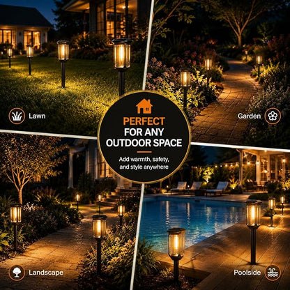Tenmiro-Solar-Pathway-Lights-Outdoor-8-Pack-LED-Solar-Powered-Garden-Lights-Waterproof-IP65-Auto-On/Off-Outdoor-Light-for-Yard-Lawn-Patio-Path-Walkway-Driveway-Landscape-Lighting-Decor-3000K