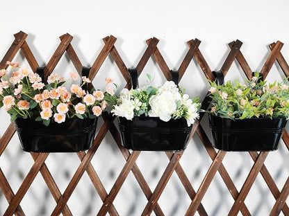 12" Balcony Railing Planters, Outdoor Hanging Planter for Fence, Stylish Metal Porch Deck Flower Pot for Herbs & Succulents (Black, Pack of 4)