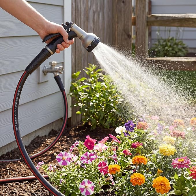 SheeChung Short Garden Hose 2ft x 5/8",Water Hose for Hose Reel Faucet,Lightweight Outdoor Hose with Handle,Flexible,Male to Female Fittings,Heavy Duty Small Leader Hose,3/4"GHT