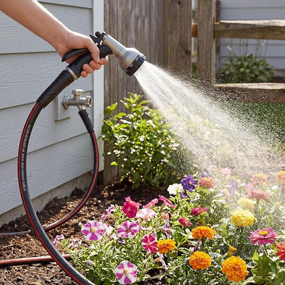 SheeChung Short Garden Hose 4ft x 5/8",Heavy Duty Water Hose for Hose Reel Faucet,Short Leader Hose with Handle,Male to Female Rubber Hose Outdoor,Leakproof,3/4"GHT