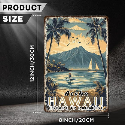 Vintage Tin Sign Aloha Hawaii Tin Sign for Cafes Bar Club Wall Decor 12 * 8inch