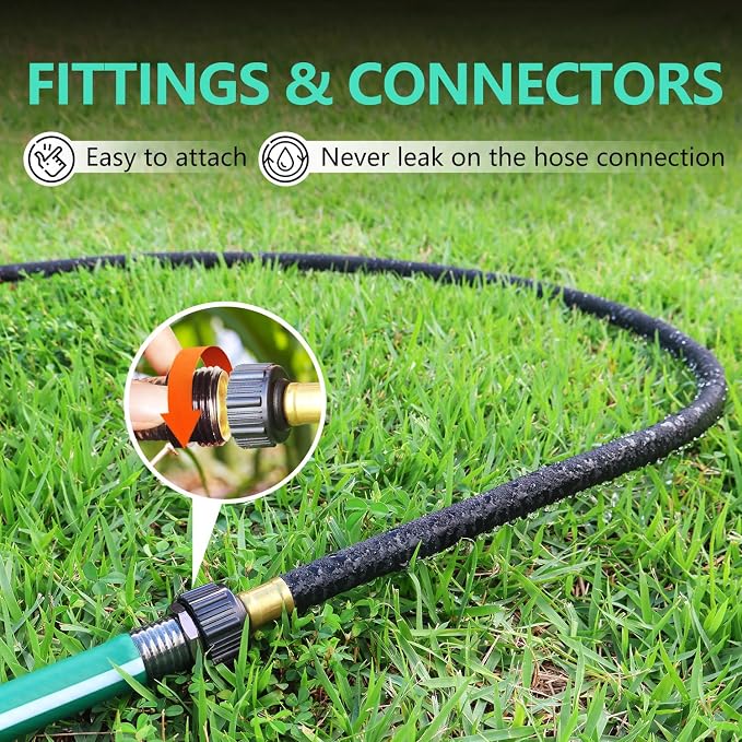 1/2’’ Soaker Hose 100 ft for Garden Beds, Heavy Duty Soaker Hoses with Kits for Water Saving, Rubber Garden Watering Hose 100 Foot Drip Irrigation Hose System (100 feet)