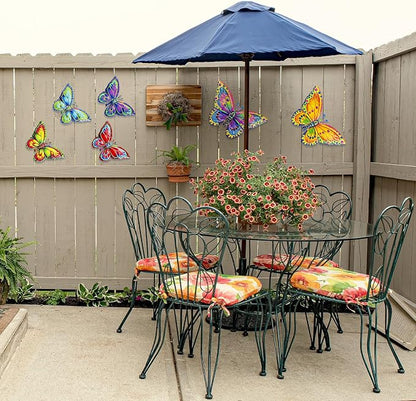 SUNREEK 6Pcs Metal Butterfly Wall Decor, 16Inch/8Inch Outdoor Butterfly Wall Art for Fence Garden Yard Room Patio Balcony Decorations