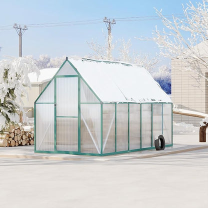 GarveeLife 6X11FT Polycarbonate Greenhouse with Aluminum Frame, Polycarbonate Greenhouse for Outdoors, Greenhouses with Ventilation, Aluminum Large Walk-in Greenhouses for Outside