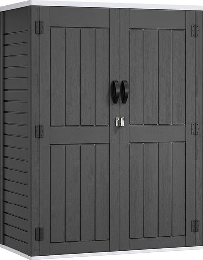 YITAHOME 59 cuft Outdoor Vertical Storage Shed, Tall Storage Shed Outdoor w/o Shelf, Outdoor Waterproof Storage Cabinet for Garage, Pool Storage, Garden Shed Outdoor Storage, Dark Gray