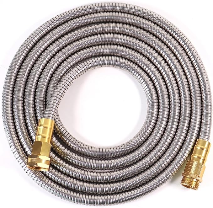 Short Metal Garden Hose 10 ft – 304 Stainless Steel Water Hose Leader, Flexible Hose Extension, Small Lightweight Hose Extender,No Kink Outdoor Hose (10 ft)