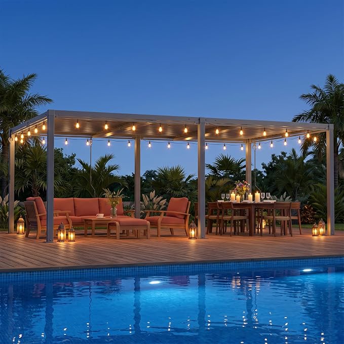 Louvered Pergola 12'x20' Outdoor Pergola with Roof, Heavy Duty Aluminum Frame, Hardtop Gazebo with Adjustable Louvers for Patio, Deck and Backyard, Gray